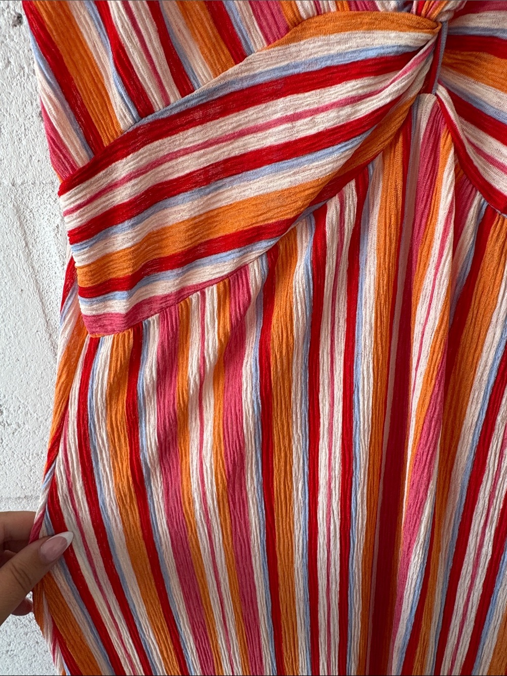 Striped Twist-Front Maxi Dress in Red & Pink - Picture 3 of 5